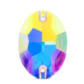 Varrható ovális kő  Crystal AB színben méret: 16x11mm - CRYSTAL AB (001 AB)